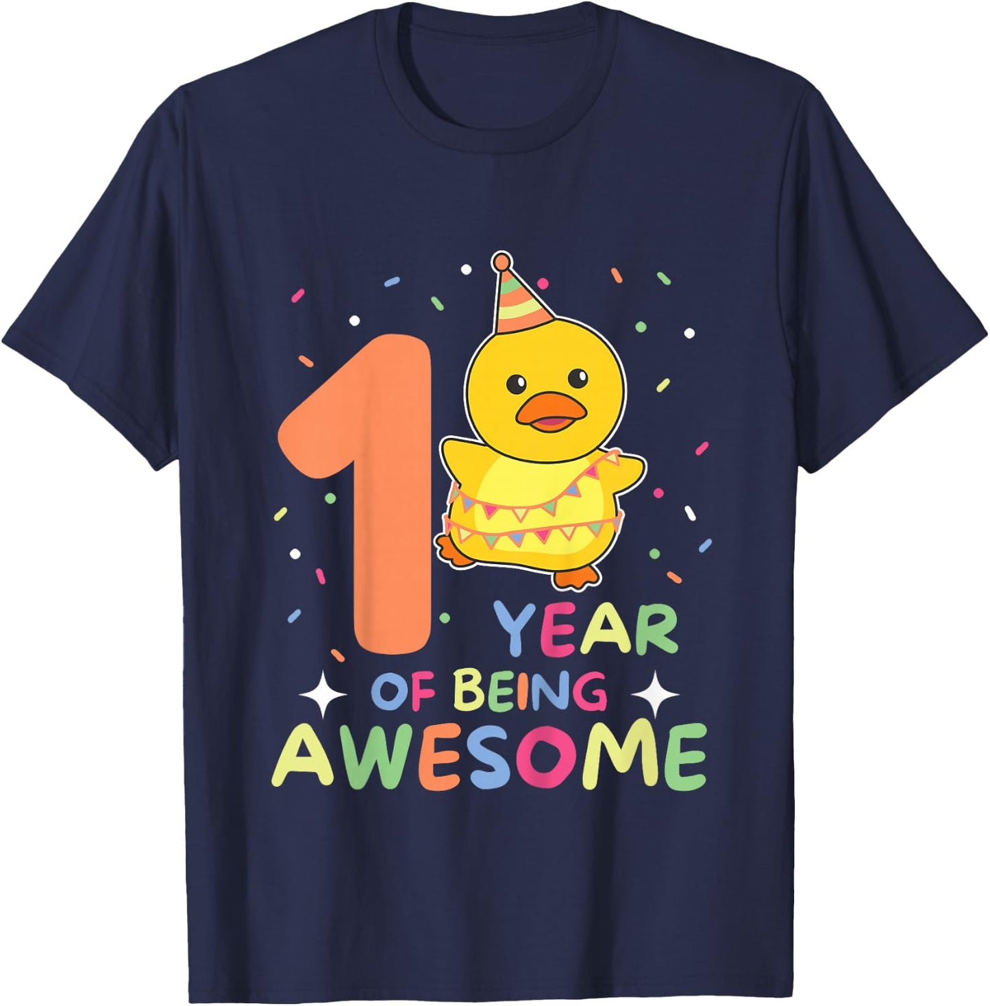 1st Birthday Duck For Kids One Year Old Duck T-Shirt - T-Shirt | Navy