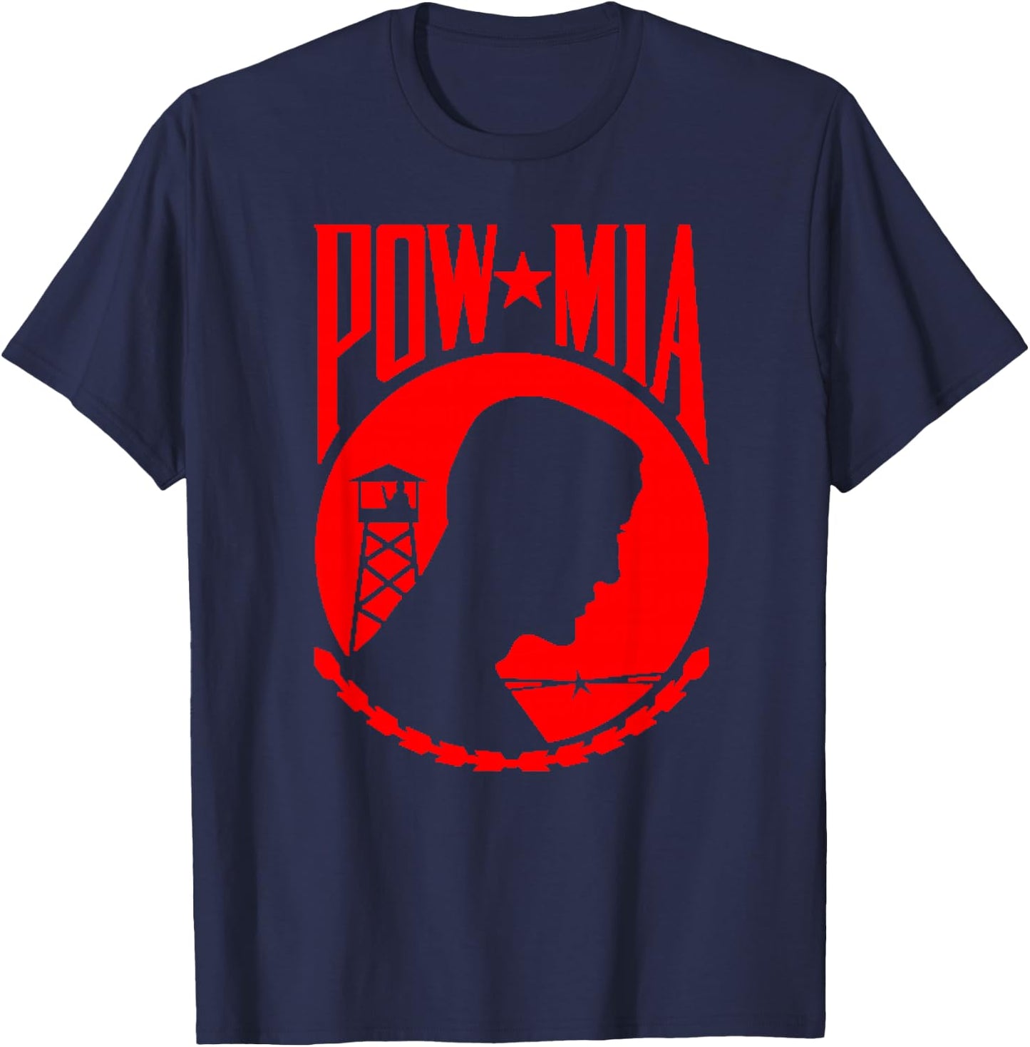 POW MIA POWMIA Red Design T-Shirt - T-Shirt | Navy