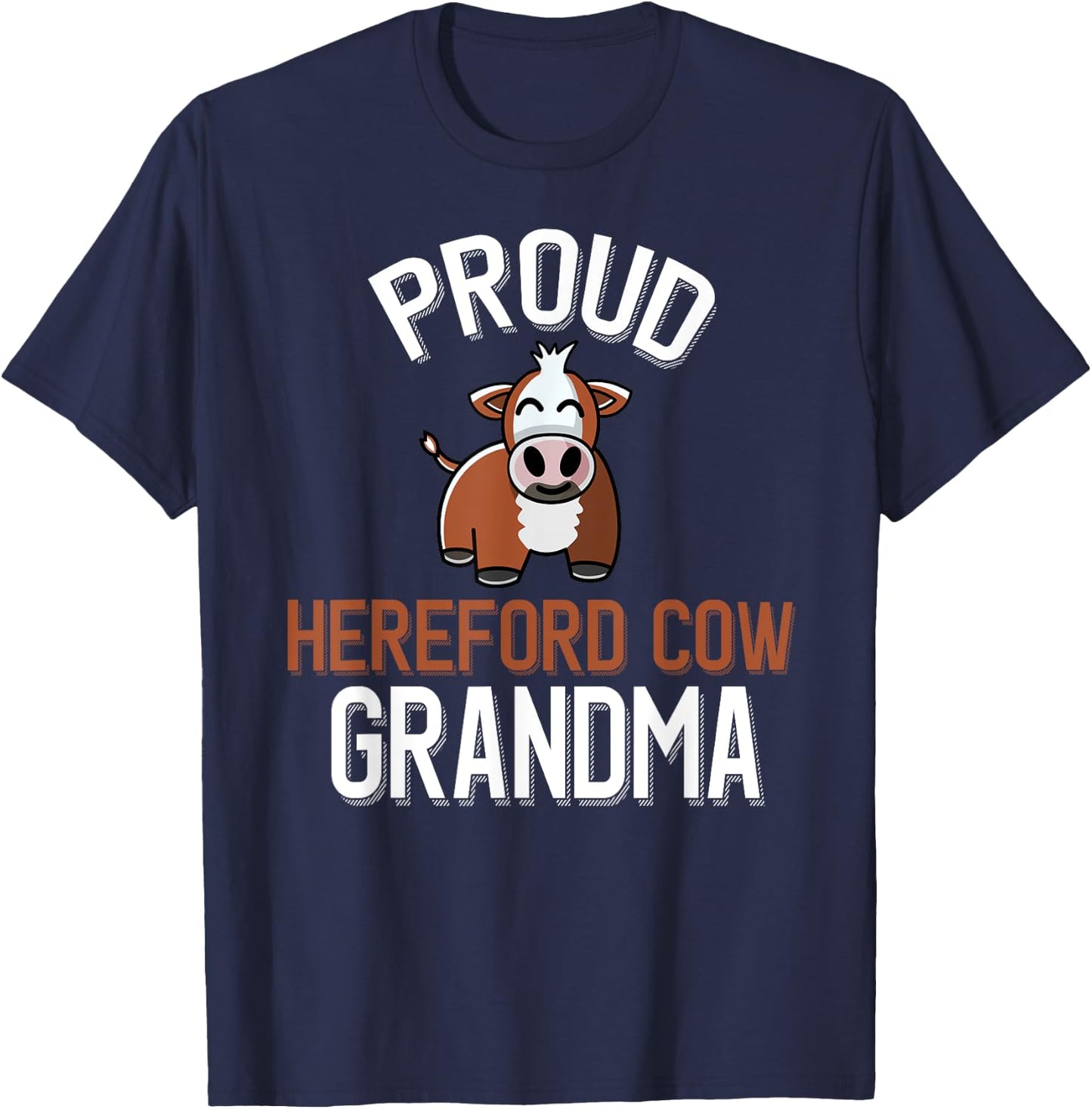 Proud Hereford Cow Grandma T-Shirt - T-Shirt | Navy