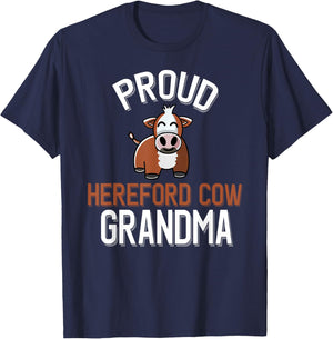 Proud Hereford Cow Grandma T-Shirt - T-Shirt | Navy