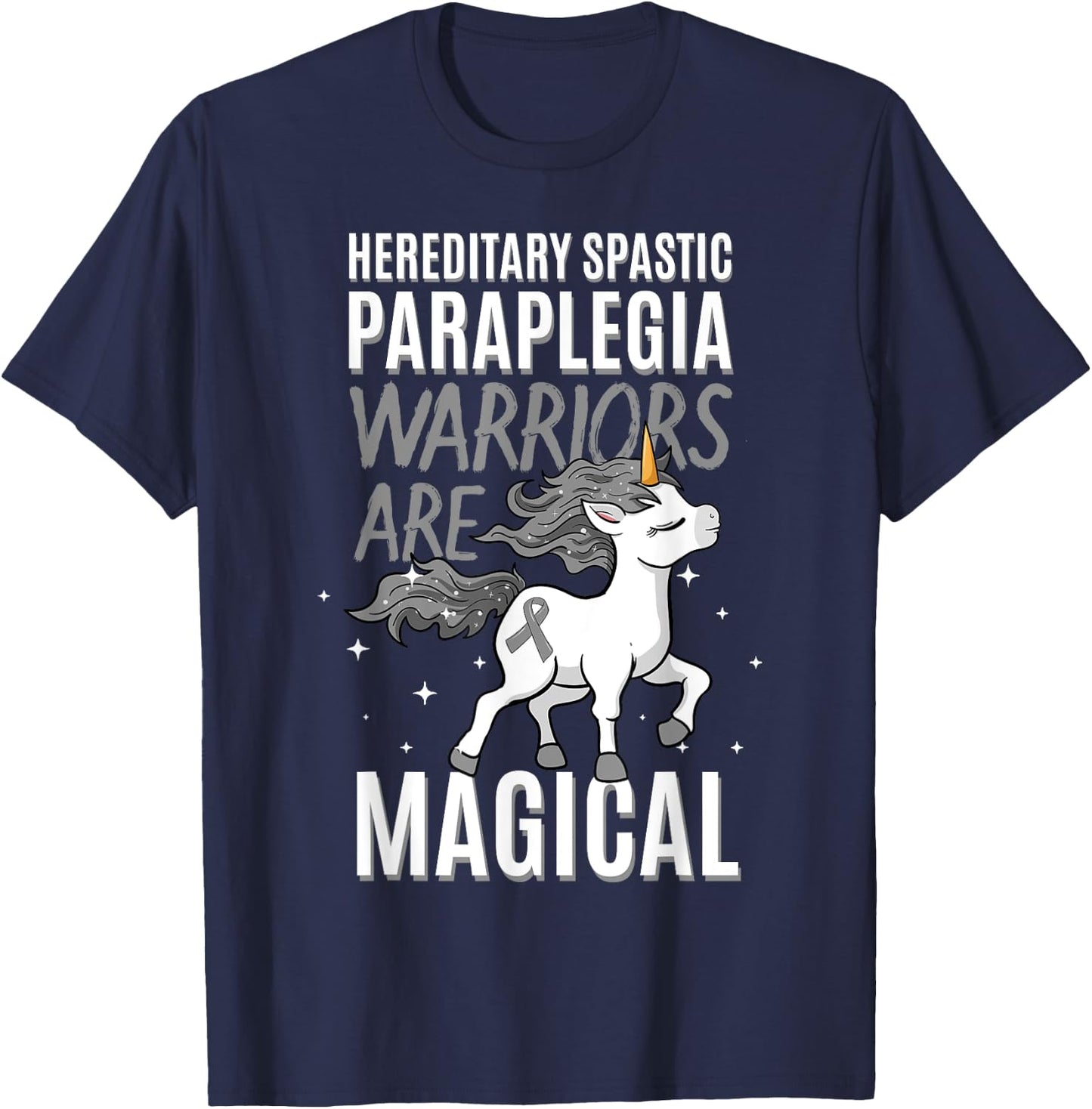 Hereditary Spastic Paraplegia Warrior HSP Awareness Unicorn T-Shirt - T-Shirt | Navy