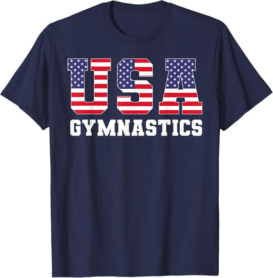 Gymnast Gymnastics USA American Flag 4th of July Girls Boys T-Shirt - T-Shirt | Navy