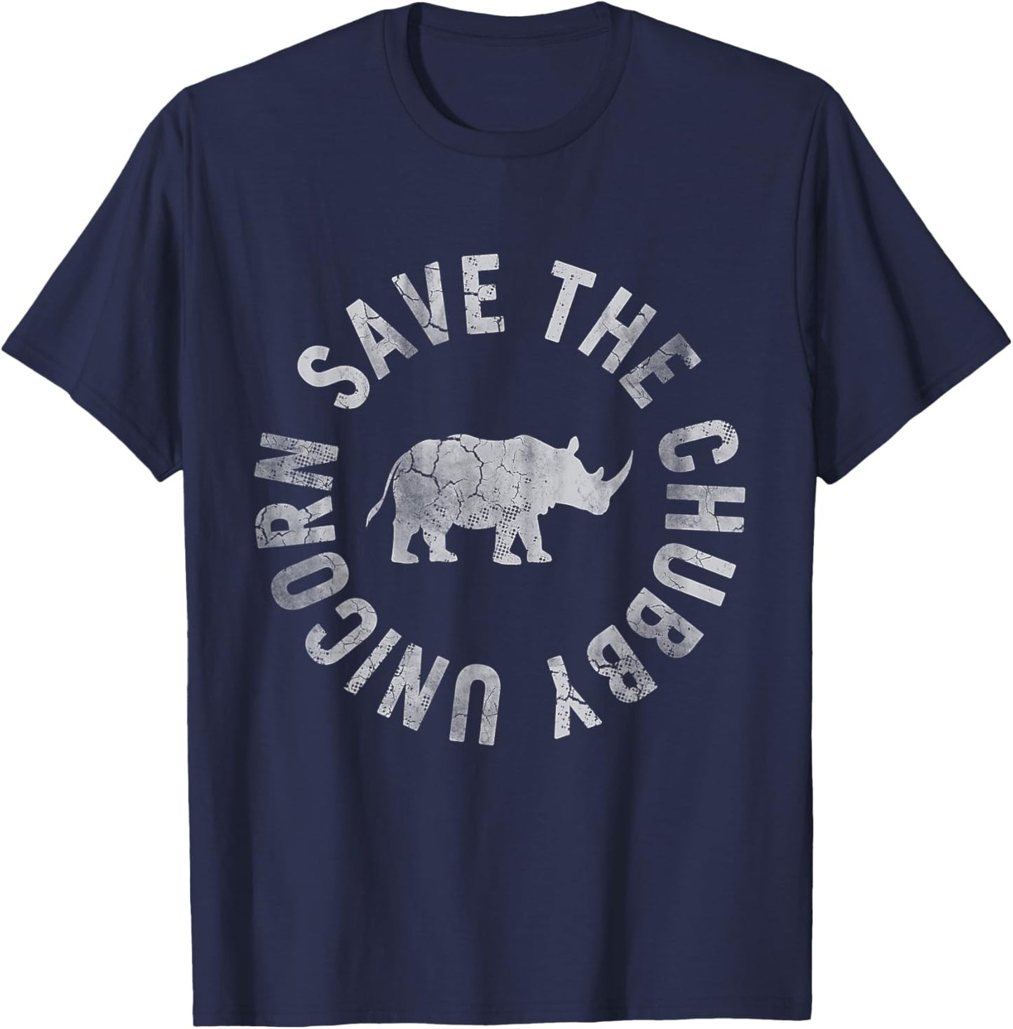 Save The Chubby Unicorn Rhino Rhinoceros Funny Humor T-Shirt - T-Shirt | Navy