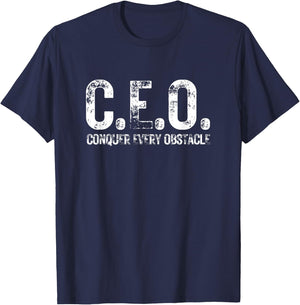 CEO Conquer Every Obstacle Inspiring Entrepreneur Motivation T-Shirt - T-Shirt | Navy