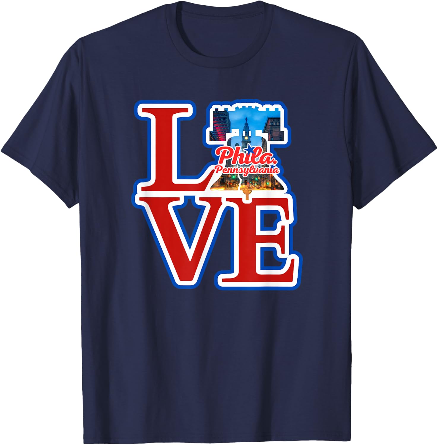 Philadelphia City of Brotherly Love Park Philly Liberty Bell T-Shirt - T-Shirt | Navy