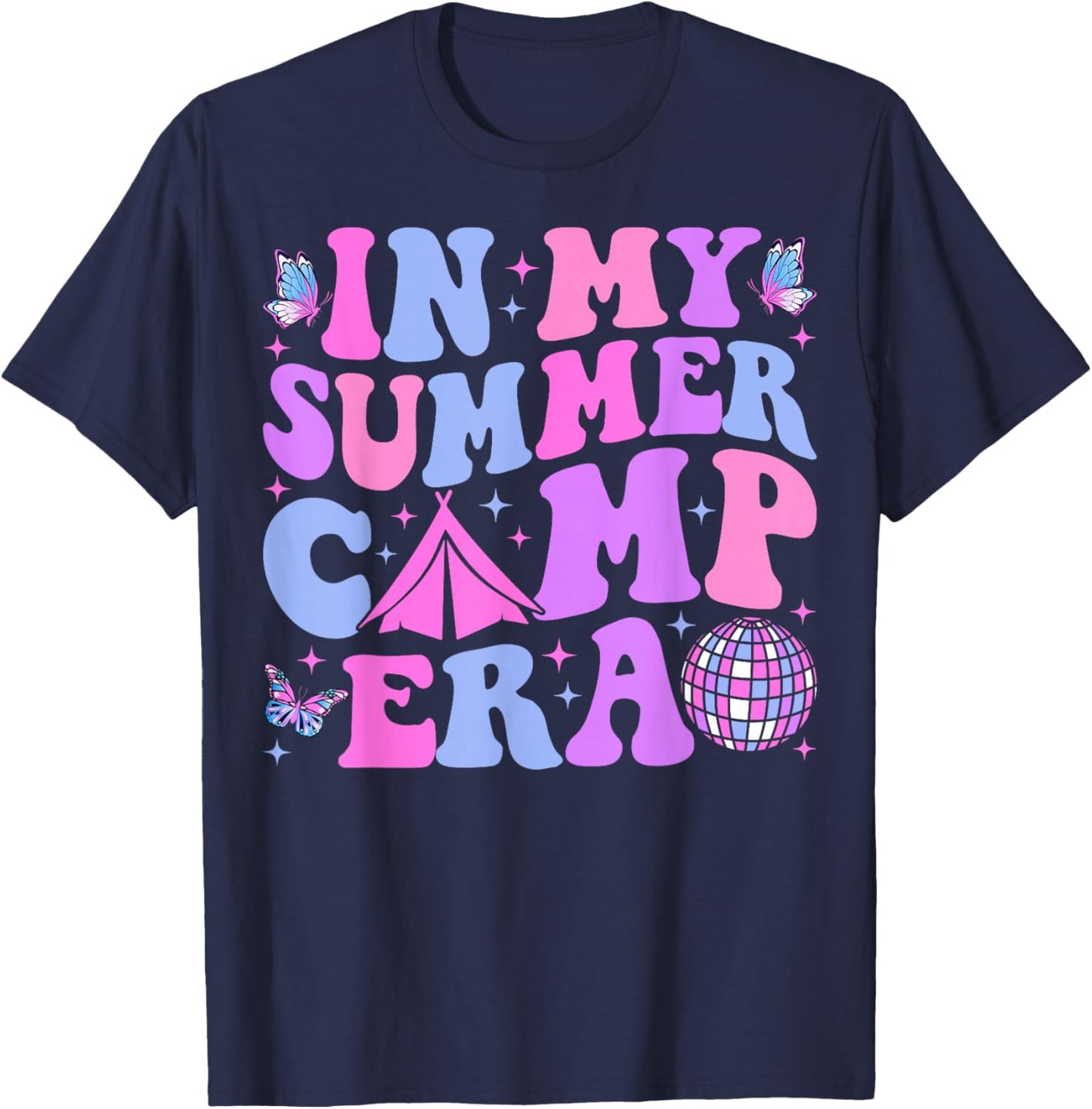 Groovy in My Summer Camp Era Camping T-Shirt - T-Shirt | Navy