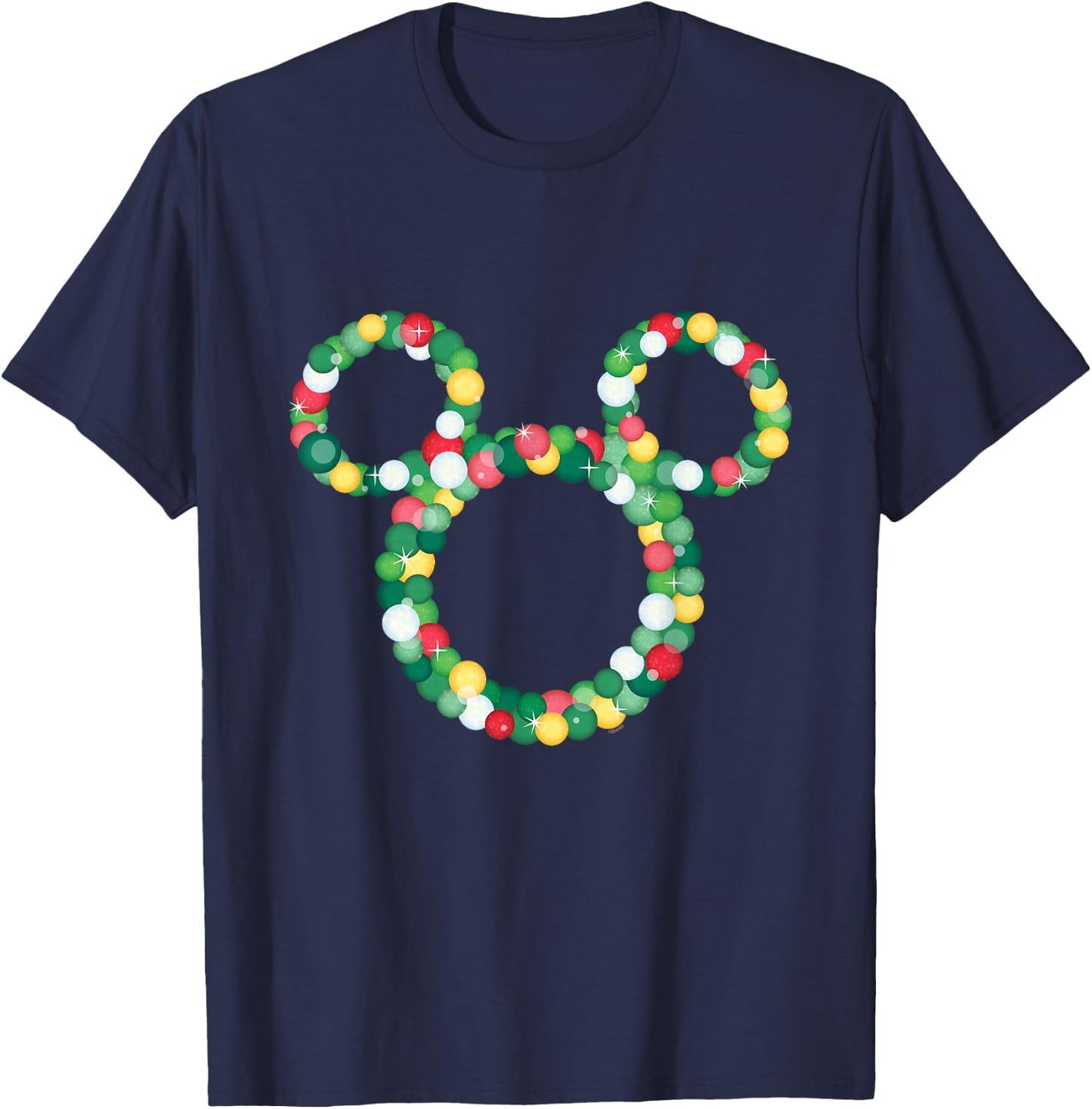Disney Mickey Mouse Icon Holiday Christmas Ornament Wreath T-Shirt - T-Shirt | Navy
