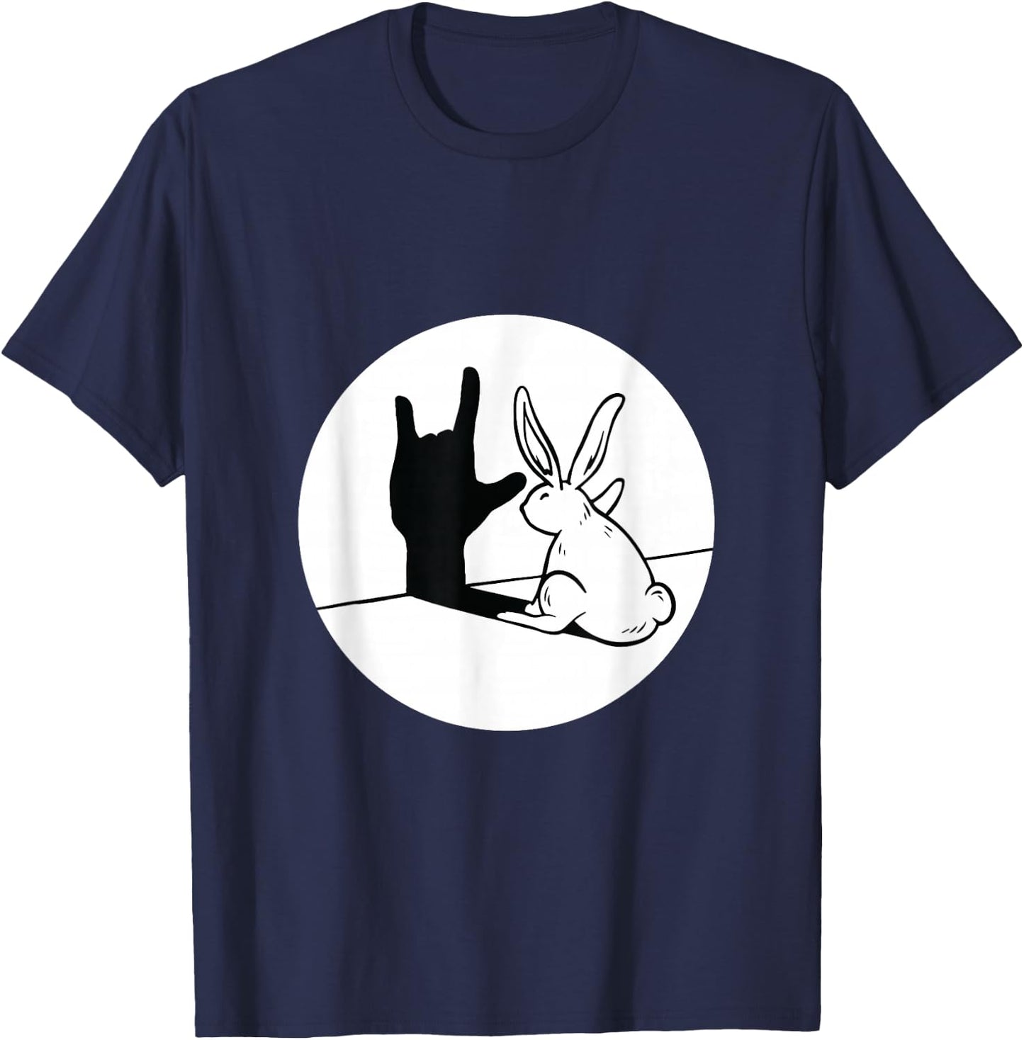 ILY Rabbit ASL Hand Gesture Deaf Hearing Loss Awareness T-Shirt - T-Shirt | Navy