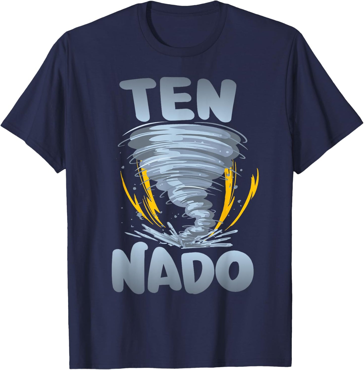 Ten-nado Warning 10th Birthday Tornado Themed Birthday T-Shirt - T-Shirt | Navy