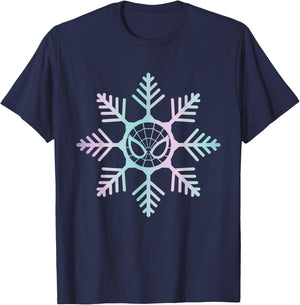 Marvel Spider-Man Winter Holiday Snowflake Logo T-Shirt - T-Shirt | Navy