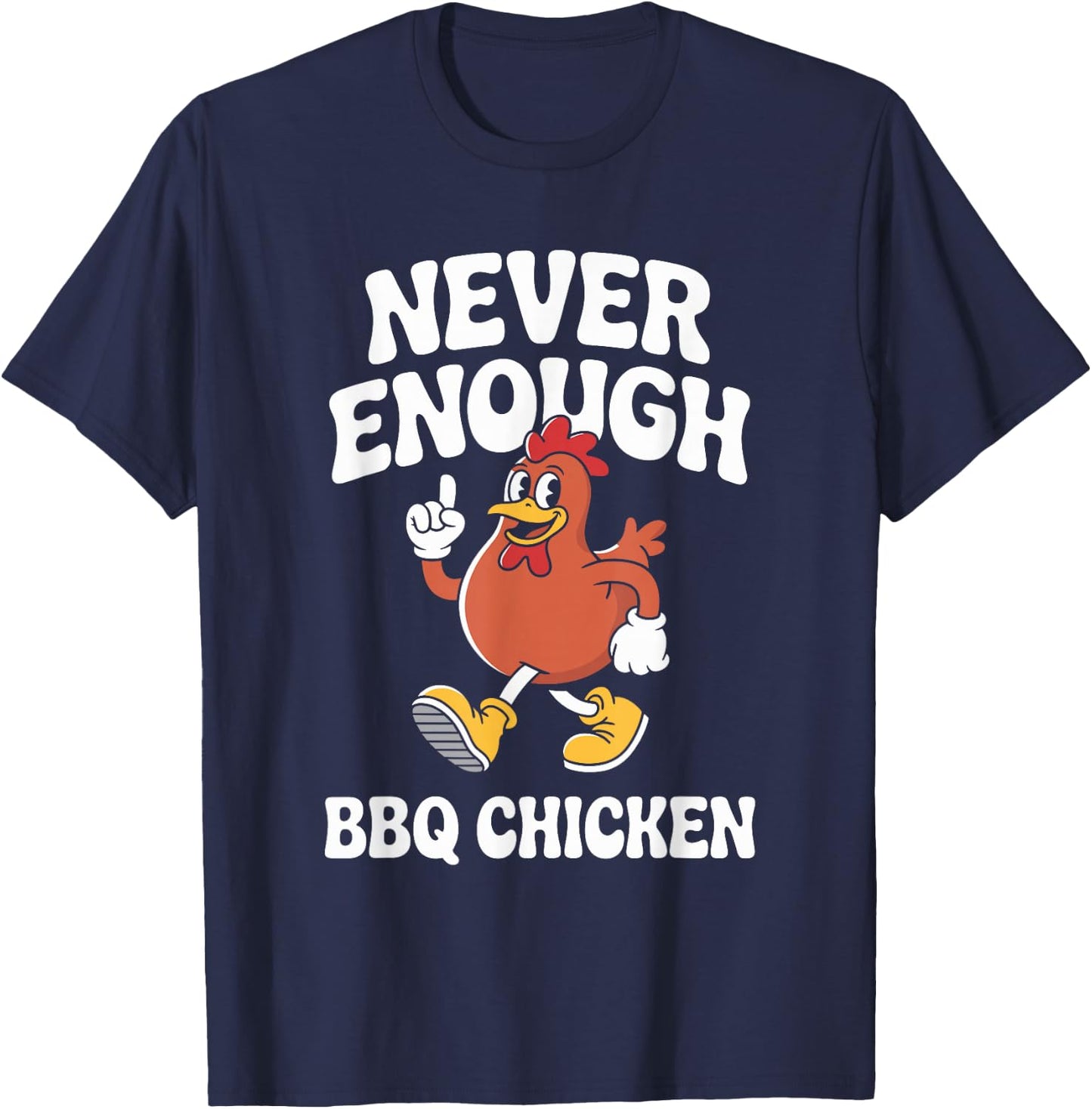 Funny BBQ Chicken or Barbecue Chicken Retro T-Shirt - T-Shirt | Navy