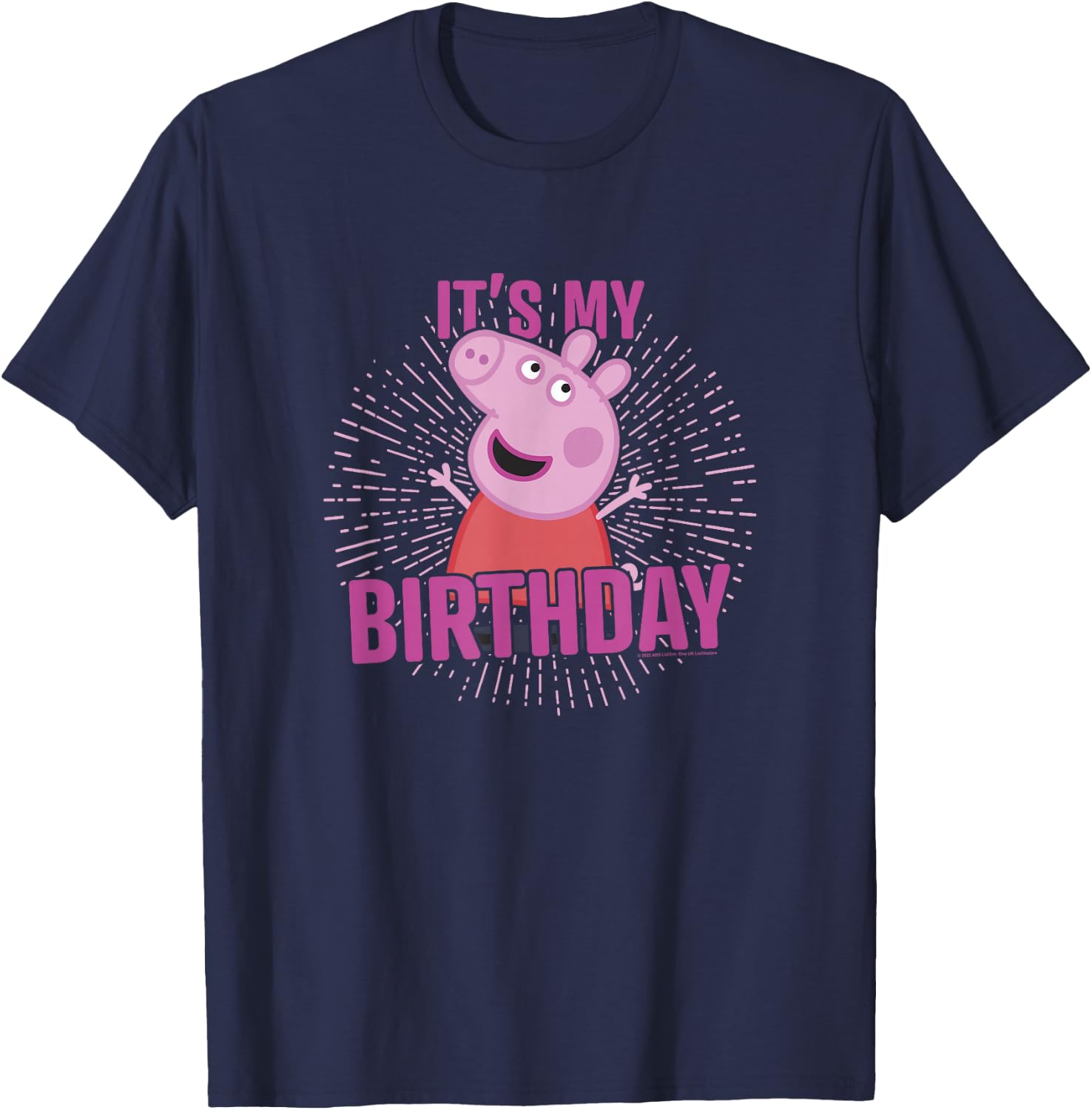 Peppa Pig It's My Birthday Pink Celebration Lyrics T-Shirt - T-Shirt | Navy