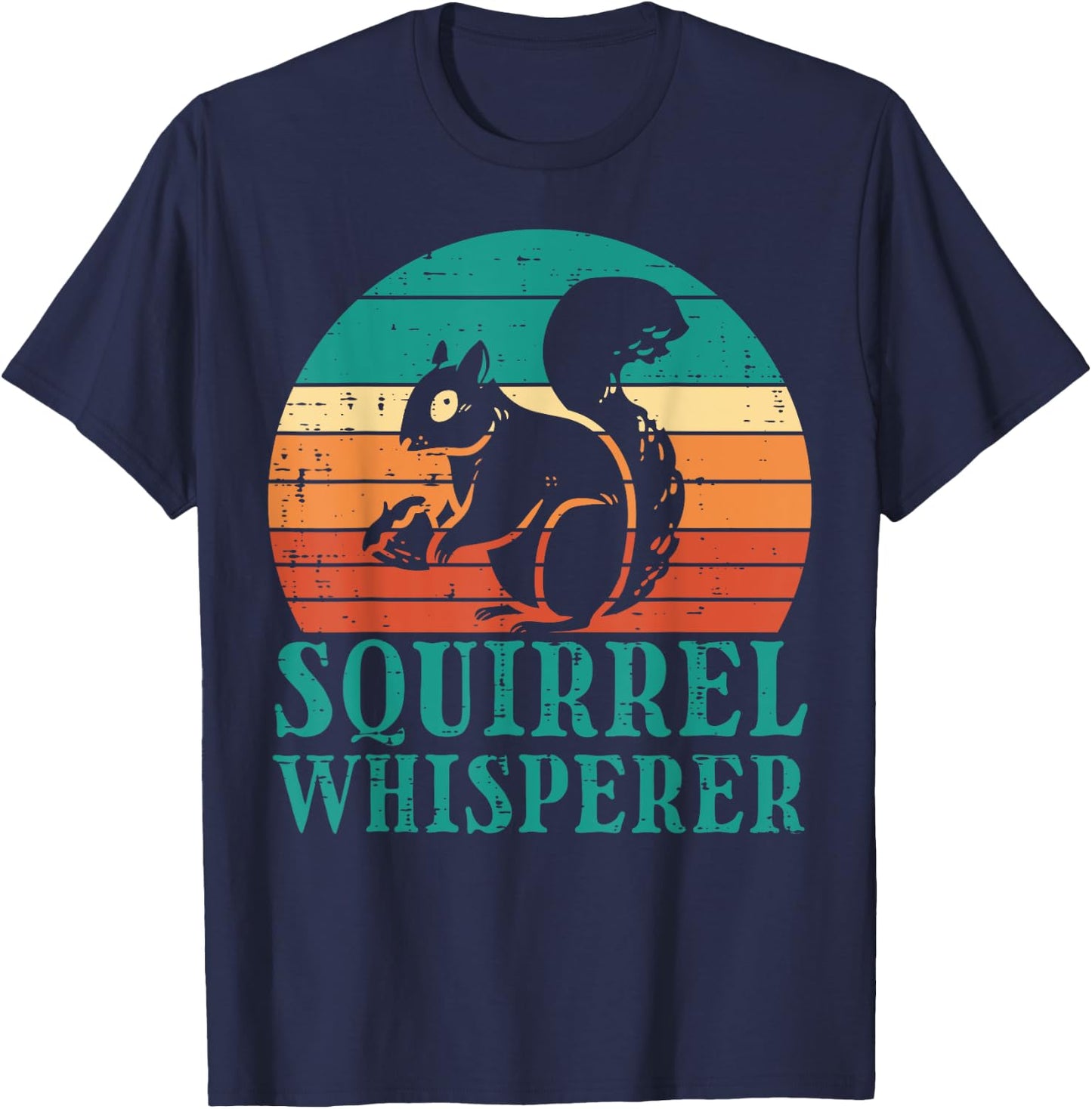 Squirrel Whisperer Sunset Retro Rodent Women Men Kids Youth T-Shirt - T-Shirt | Navy