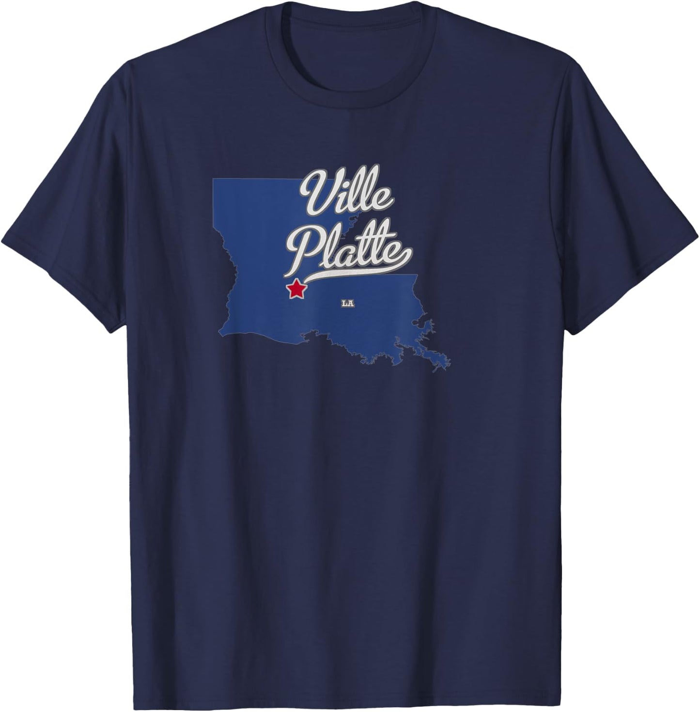 Ville Platte Louisiana LA Map T-Shirt - T-Shirt | Navy