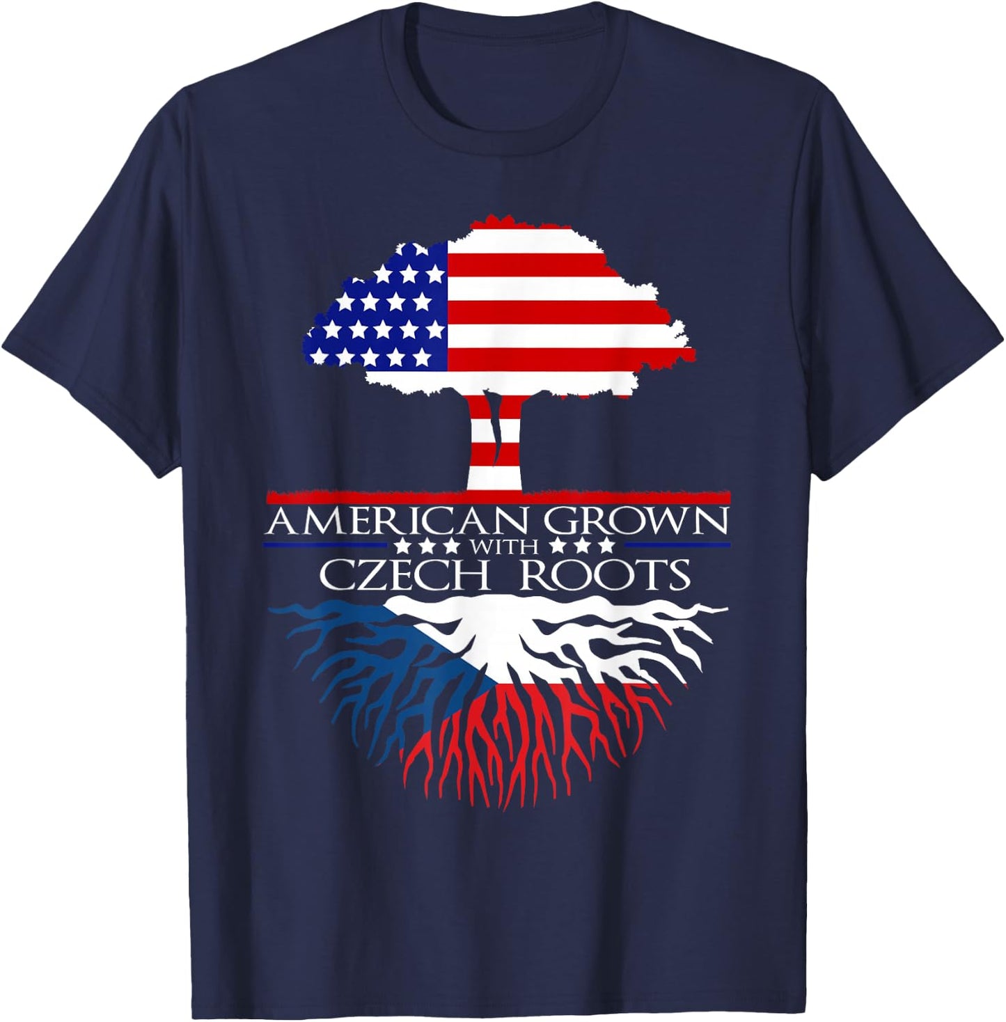 InGENIUS American Czech Ancestry Gifts Czech Roots US Czechoslovakia European Flag T-Shirt - T-Shirt | Navy