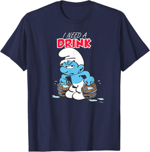 Die Schlümpfe Ich brauche einen Drink T-Shirt - T-Shirt | Navy