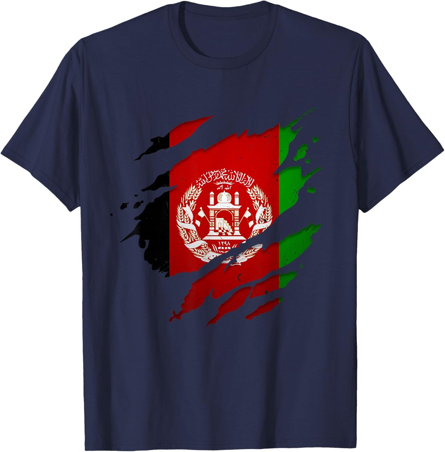 Afghanistan Shirt | Afghan Afghanistan Flag , black T-Shirt - T-Shirt | Navy