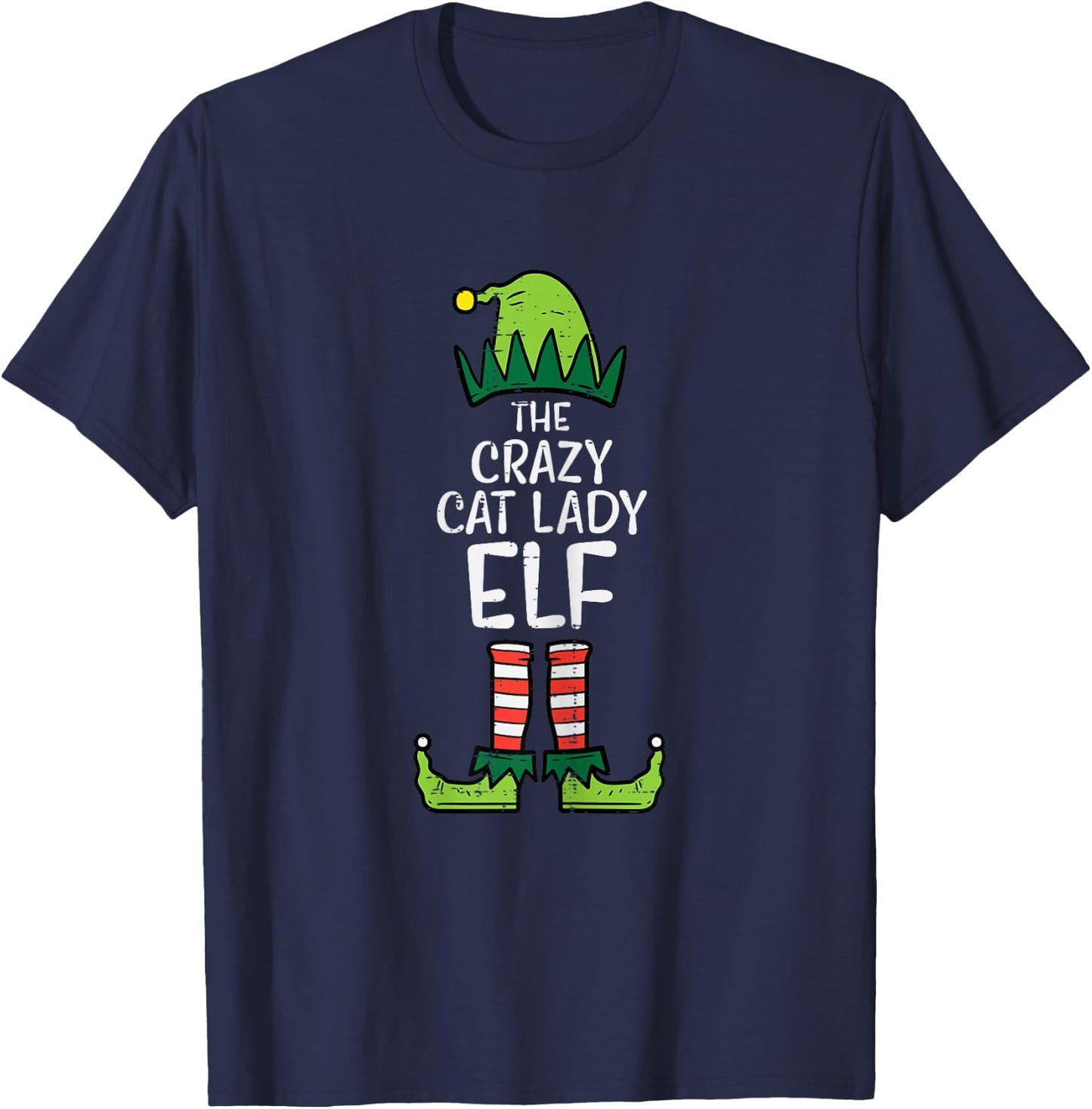 Crazy Cat Lady Elf Matching Christmas Family Women T-Shirt - T-Shirt | Navy