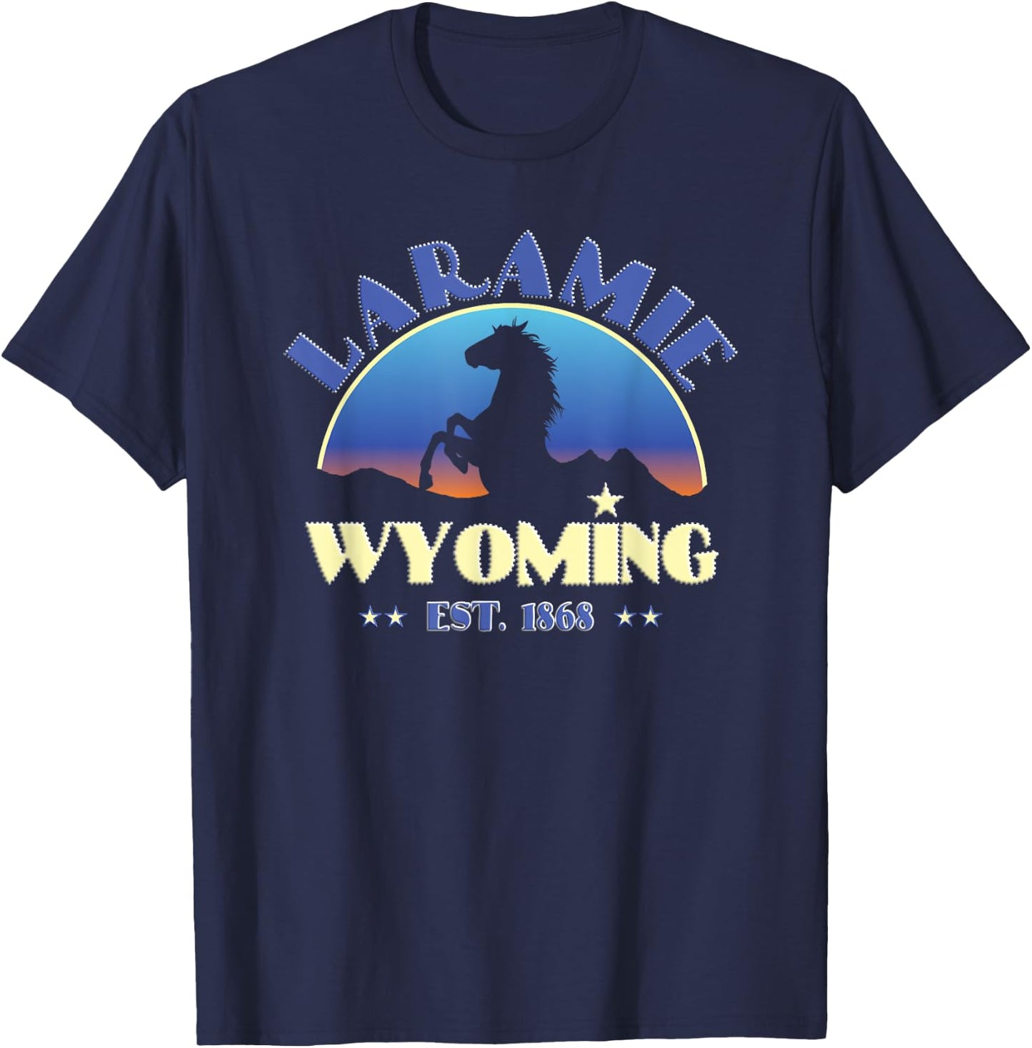 Laramie Wyoming WY Wild Horse T-Shirt - T-Shirt | Navy