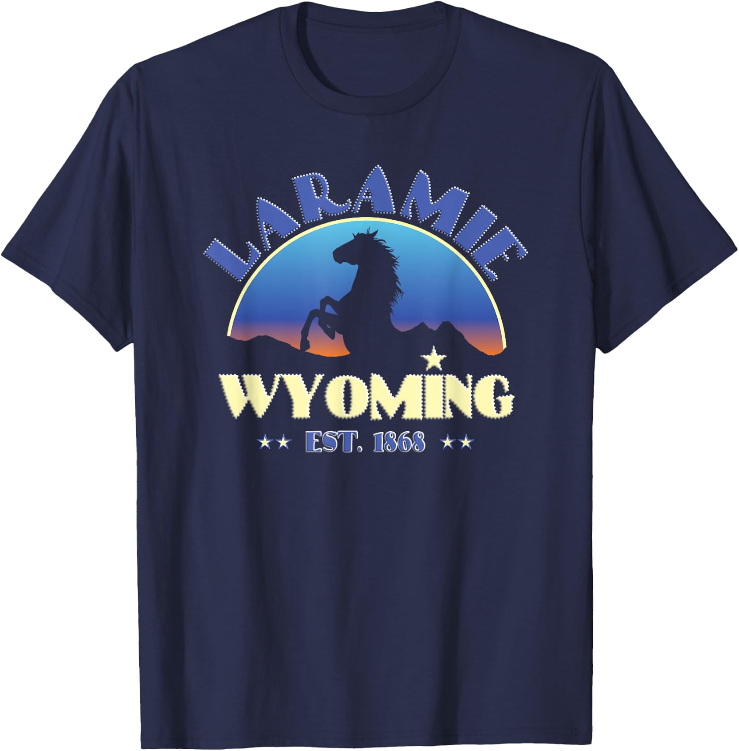 Laramie Wyoming WY Wild Horse T-Shirt - T-Shirt | Navy