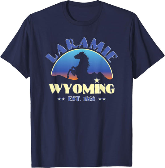 Laramie Wyoming WY Wild Horse T-Shirt - T-Shirt | Navy