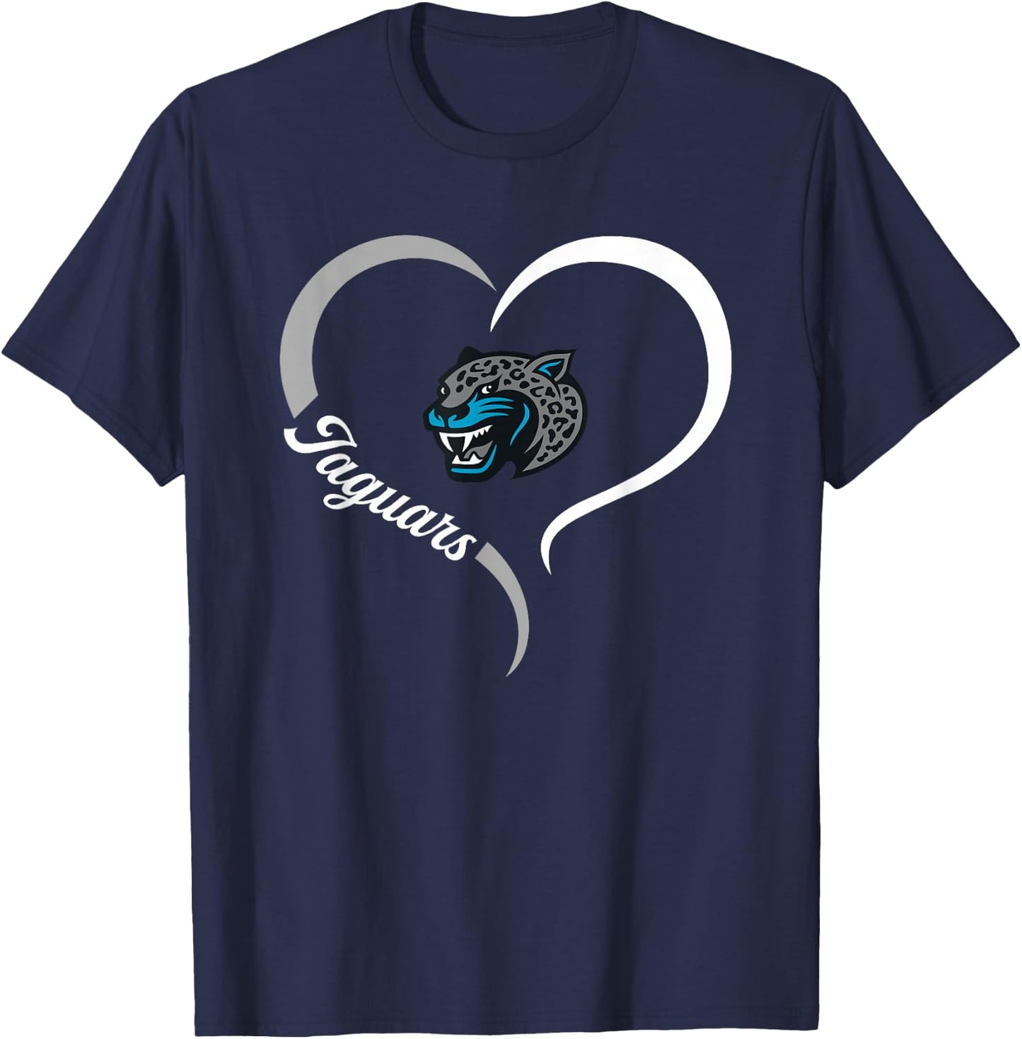 Seckinger Jaguars Logo Half Heart Slogan HS T-Shirt - T-Shirt | Navy