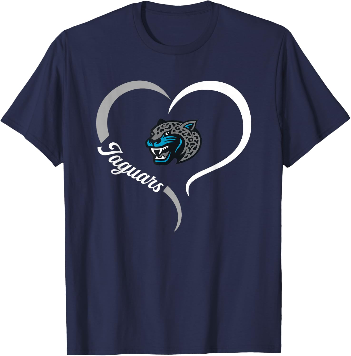 Seckinger Jaguars Logo Half Heart Slogan HS T-Shirt - T-Shirt | Navy