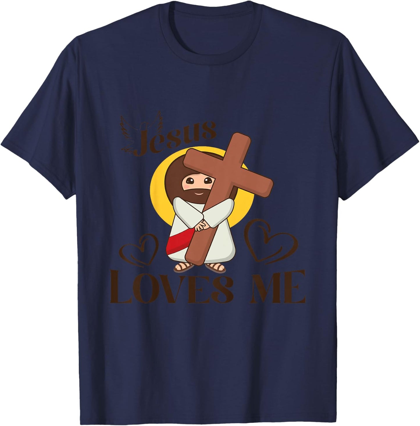 Kids Christian Jesus Loves Me, Christian God Lover T-Shirt - T-Shirt | Navy