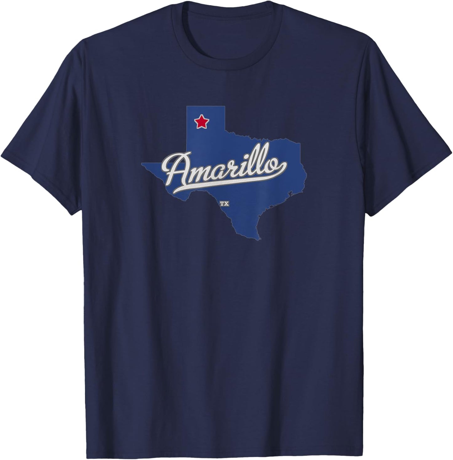 Amarillo Texas TX Map T-Shirt - T-Shirt | Navy