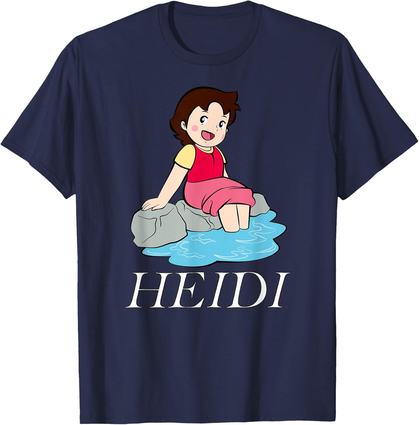 Heidi On Water Cartoon TV Series Logo , Black, S T-Shirt - T-Shirt | Navy