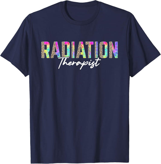 Radiation Therapist Radiation Therapy Leopard Tie Dye T-Shirt - T-Shirt | Navy