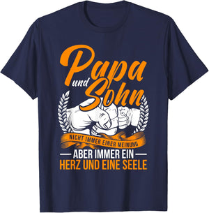 Papa und Sohn Vater Sohn Partner Look Spruch Vatertag T-Shirt - T-Shirt | Navy