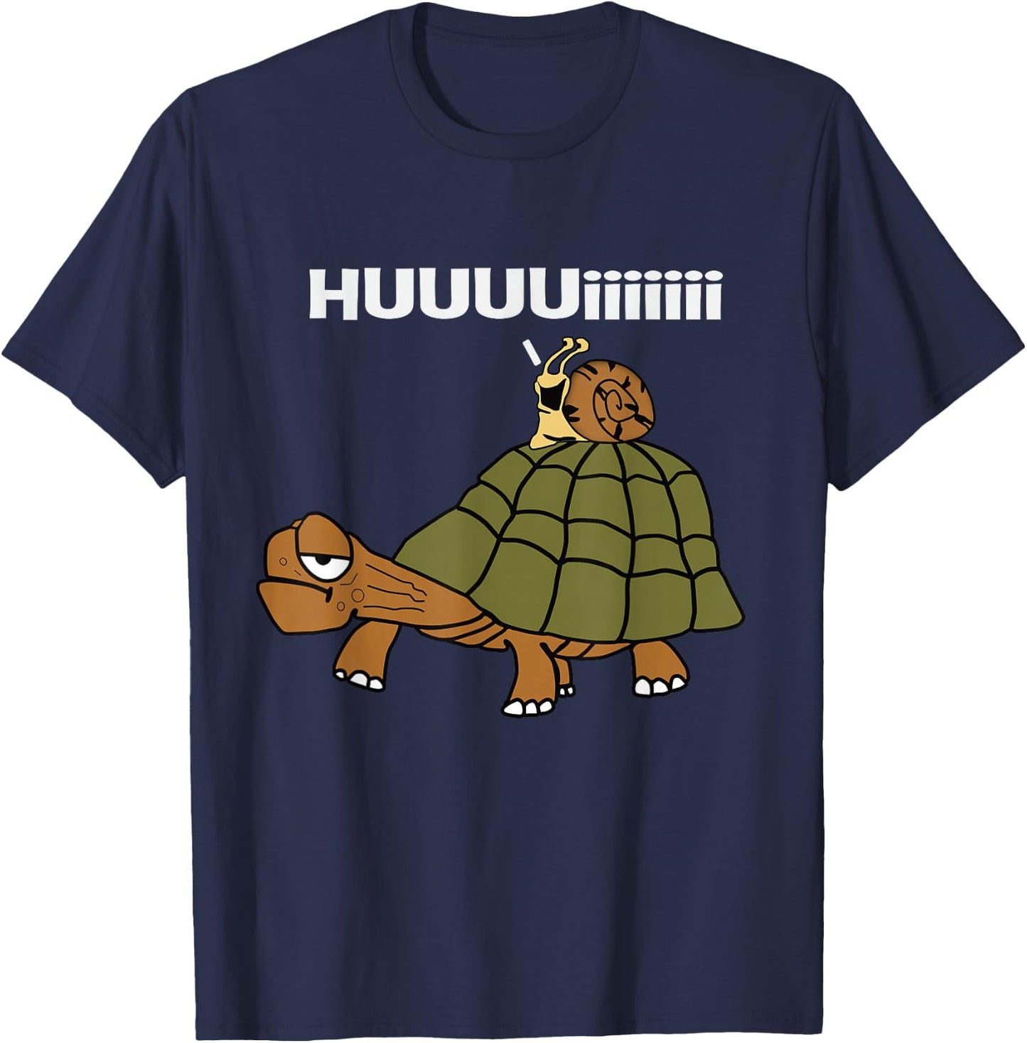 Huuuuuiiii Funny Combination Turtle / Snail , black T-Shirt - T-Shirt | Navy