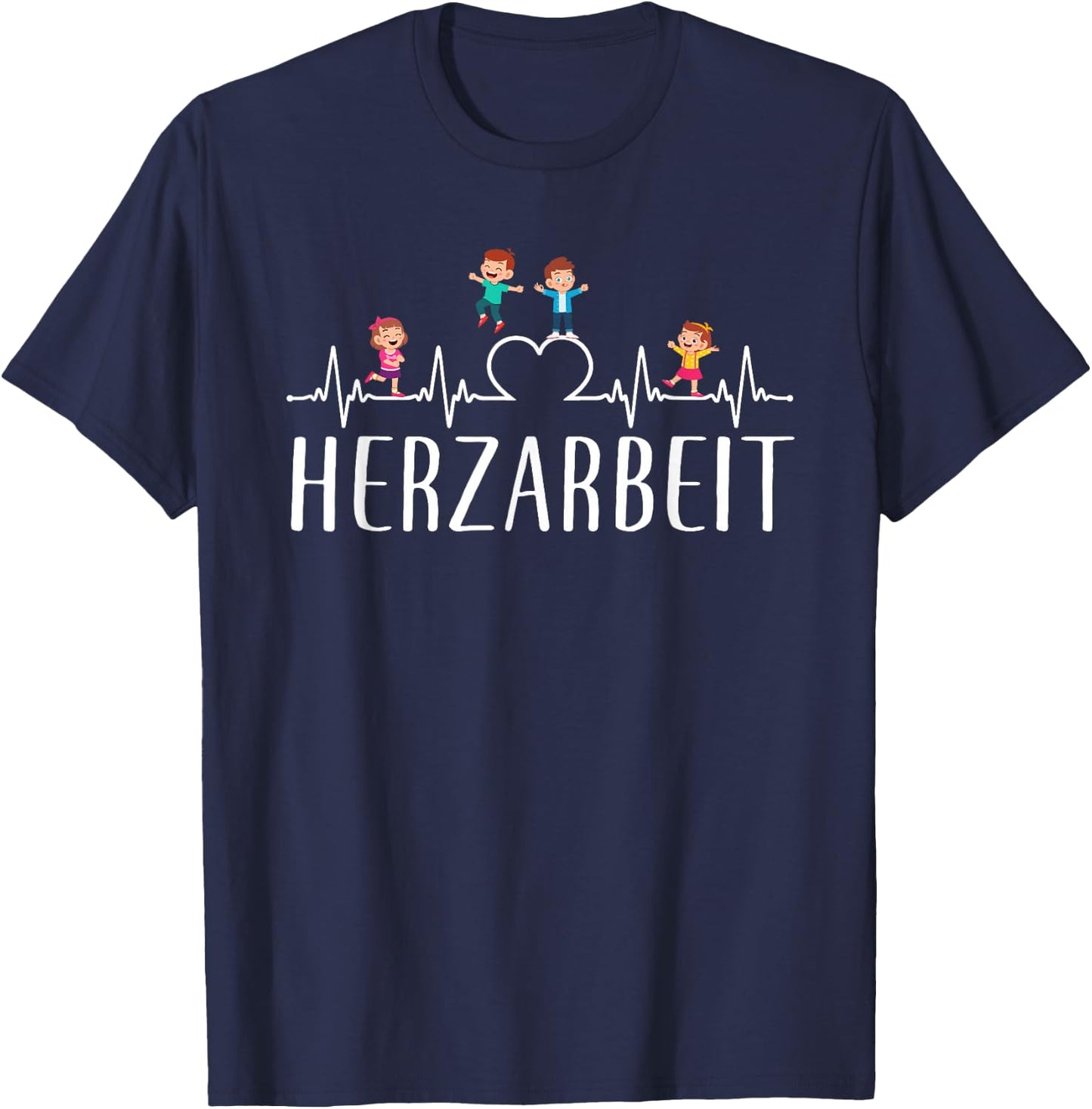 Herzarbeit with German Text "Erehrin Kindergarten Design [German Language], black T-Shirt - T-Shirt | Navy