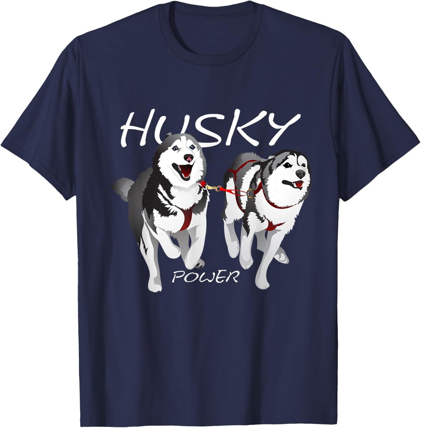 Siberian Husky Power Awesome Cute Husky T-Shirt - T-Shirt | Navy