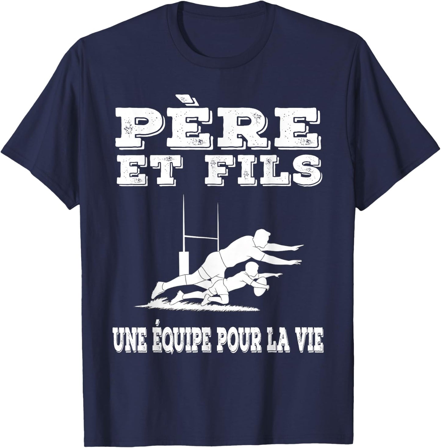 Father and Son Rugby Dad Rugbyman Fathers Day T-Shirt - T-Shirt | Navy
