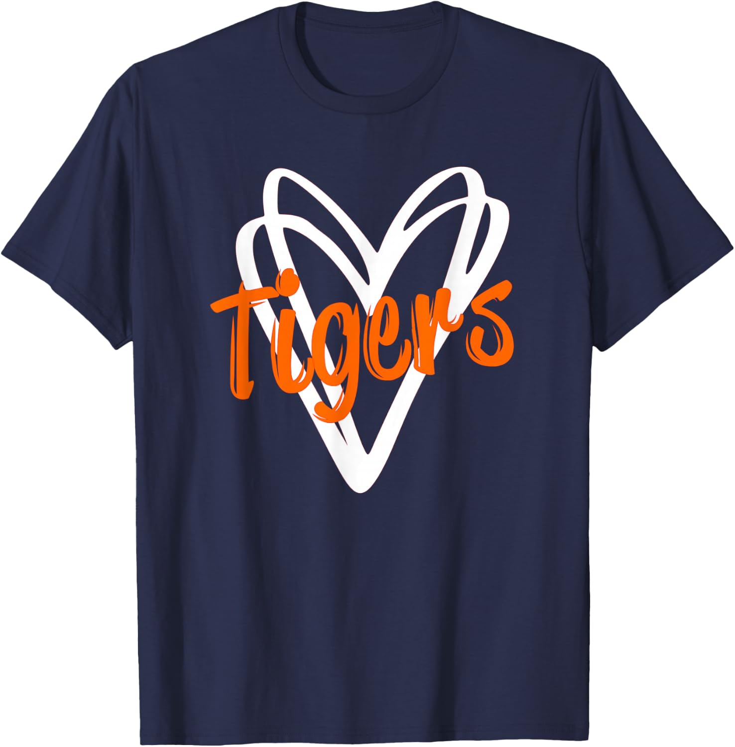 Tigers School Sports Fan Team Spirit Mascot Cute T-Shirt - T-Shirt | Navy