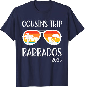 Cousins Trip Barbados Caribbean 2025 Weekend Family Reunion T-Shirt - T-Shirt | Navy