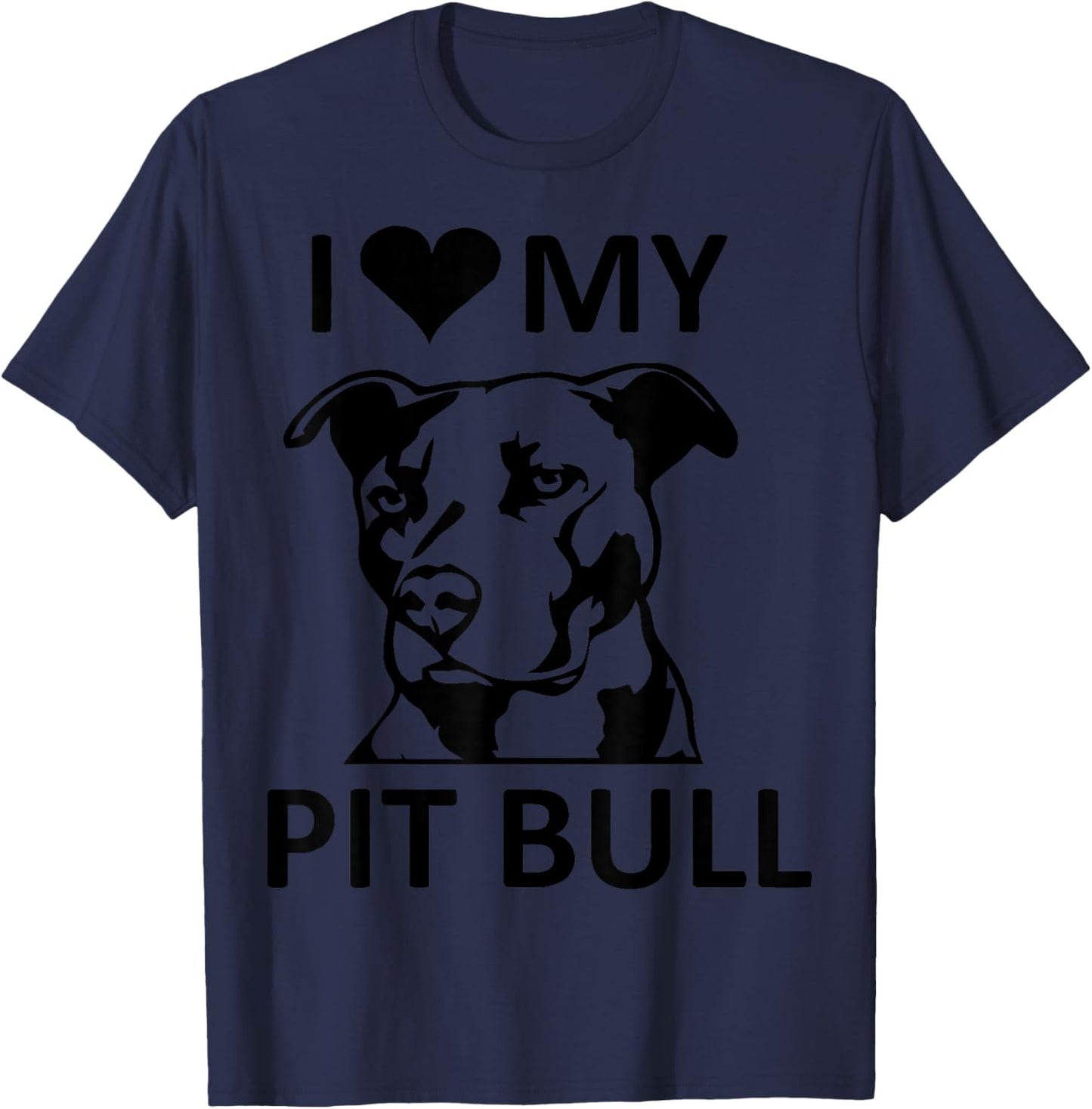 I Heart My Pitbull (I Love My Pitbull ,Pit Bull) T-Shirt - T-Shirt | Navy