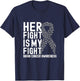 Her Fight is My Fight Gray Ribbon Brain Cancer Awareness T-Shirt - T-Shirt | Navy