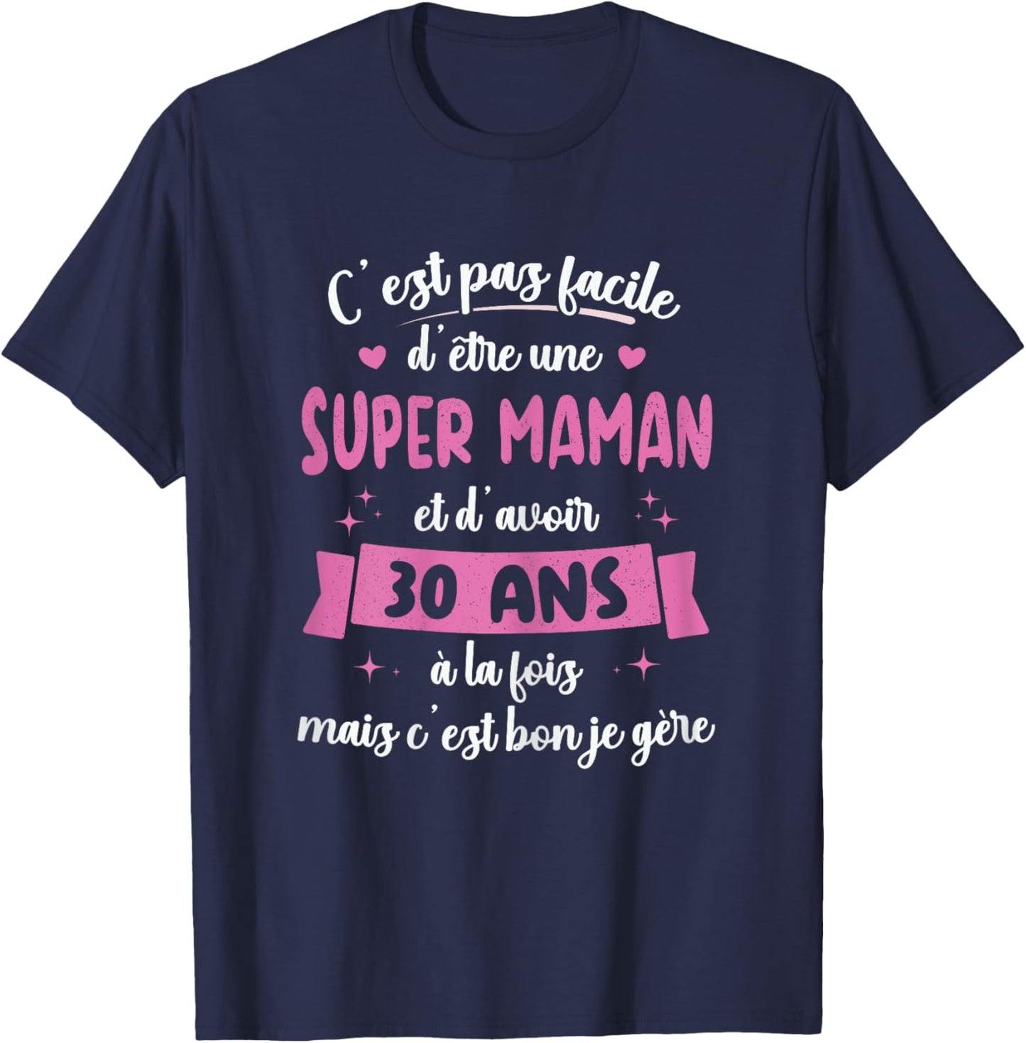 30 Years Gift Humour Birthday Super Mom , Black, Female X-Small T-Shirt - T-Shirt | Navy
