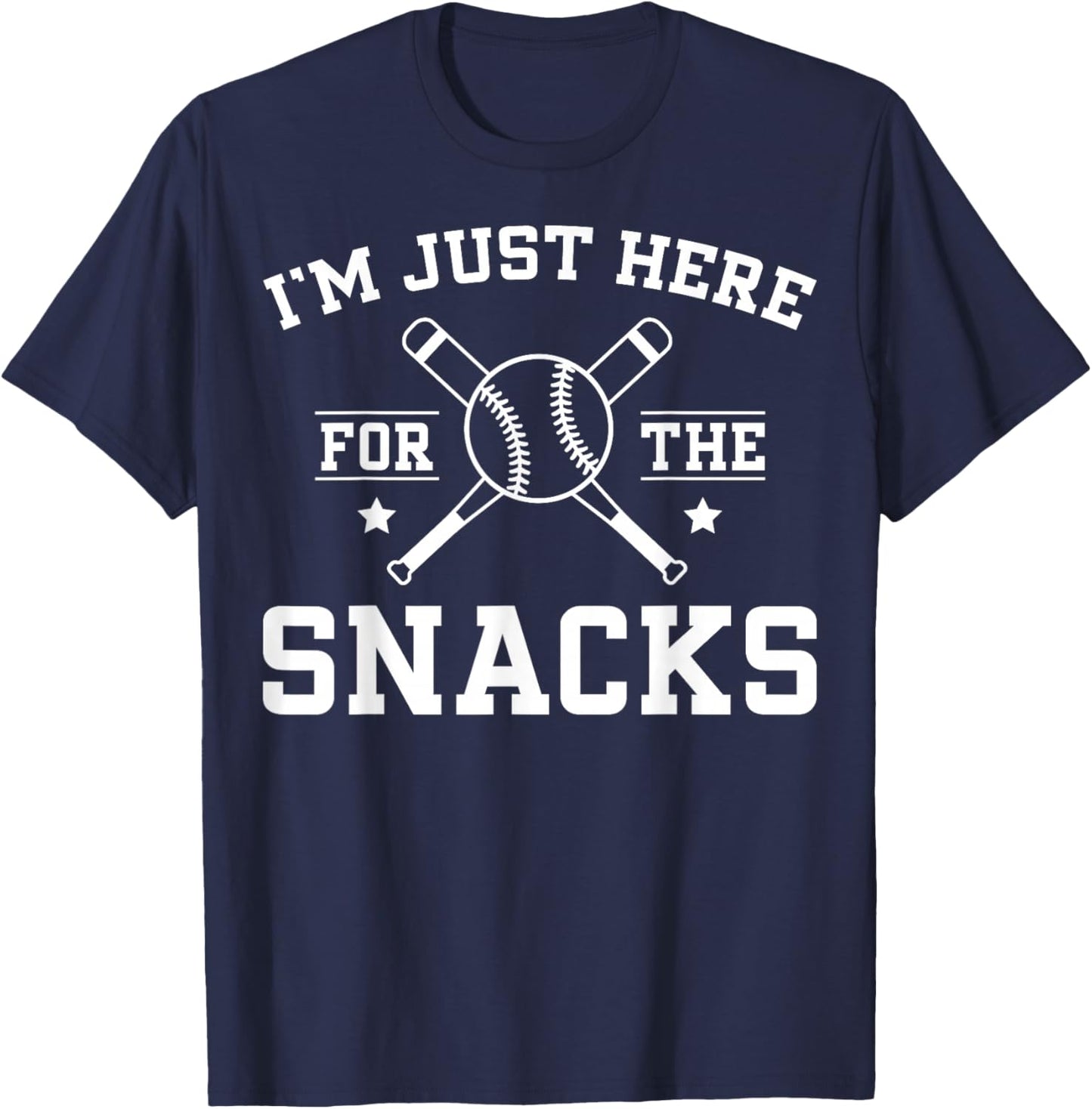 I'm Just Here For The Snacks Funny Retro Baseball T-Shirt - T-Shirt | Navy
