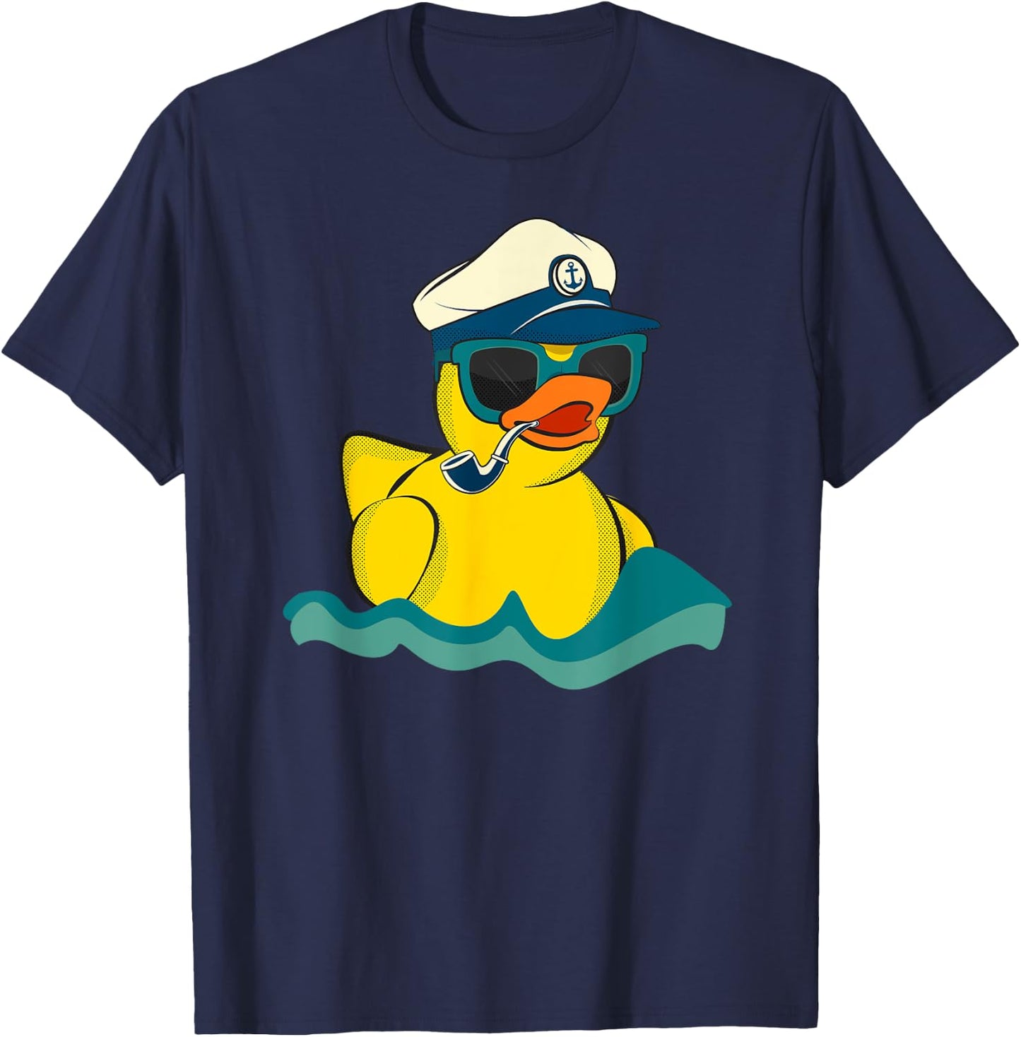 Vintage Yellow Rubber Duck Boat The Captain Duckie Sailor T-Shirt - T-Shirt | Navy