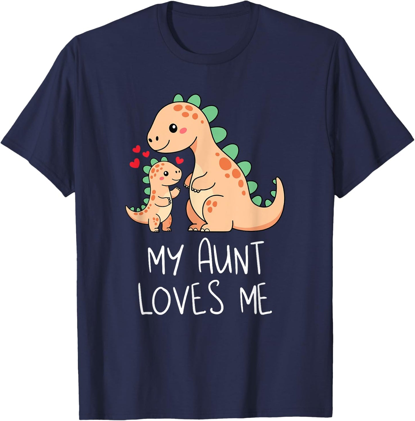 Baby Dino and Grandma My Aunt Loves Me Funny Dinosaur T-Shirt - T-Shirt | Navy