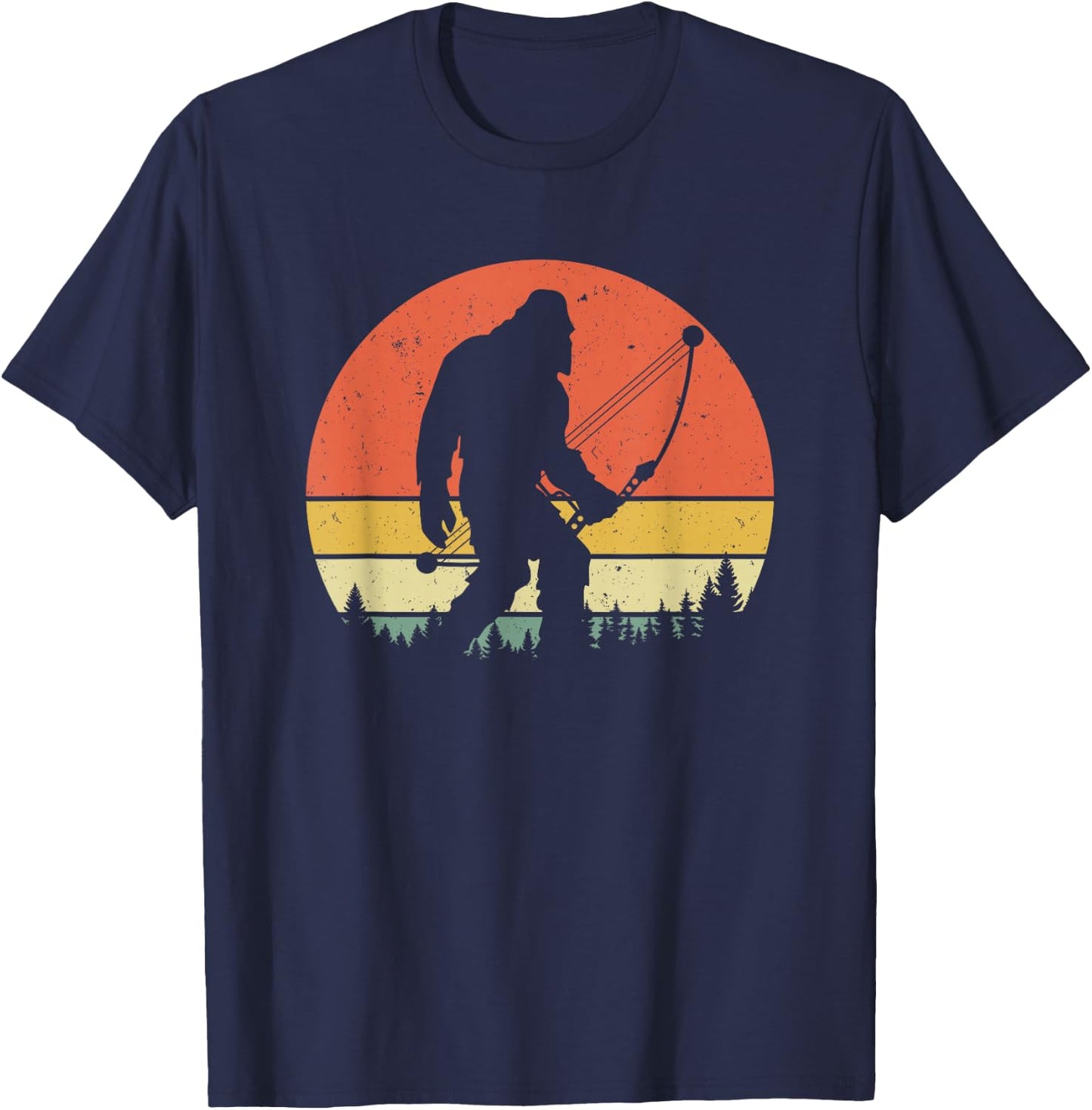 Bigfoot Hunter Arrow - Vintage Sasquatch Bow Hunting Archery T-Shirt - T-Shirt | Navy