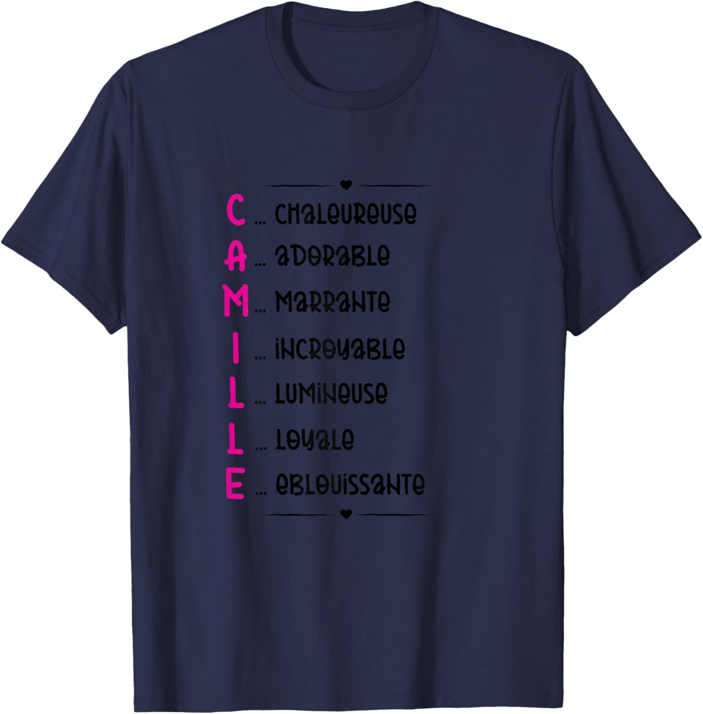 Camille Name Personalised Woman Gift Camille Girl , white T-Shirt - T-Shirt | Navy