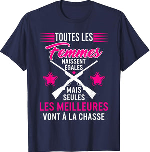 Women Hunter Best Go To Hunting Mother Girls , Black T-Shirt - T-Shirt | Navy