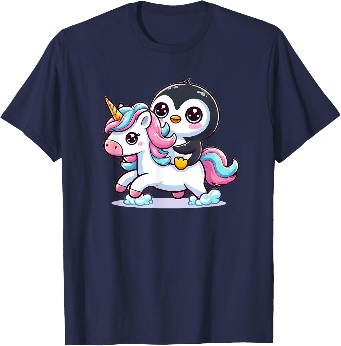 Penguin Riding Unicorn T-Shirt - T-Shirt | Navy