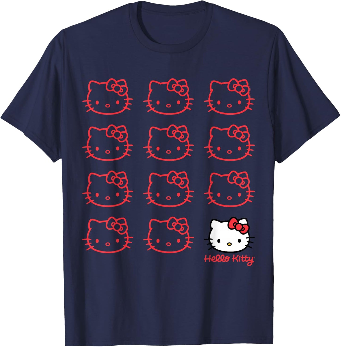 Hello Kitty Classic Fit - Adult Black Cotton/Polyester Short Sleeve T-Shirt - T-Shirt | Navy