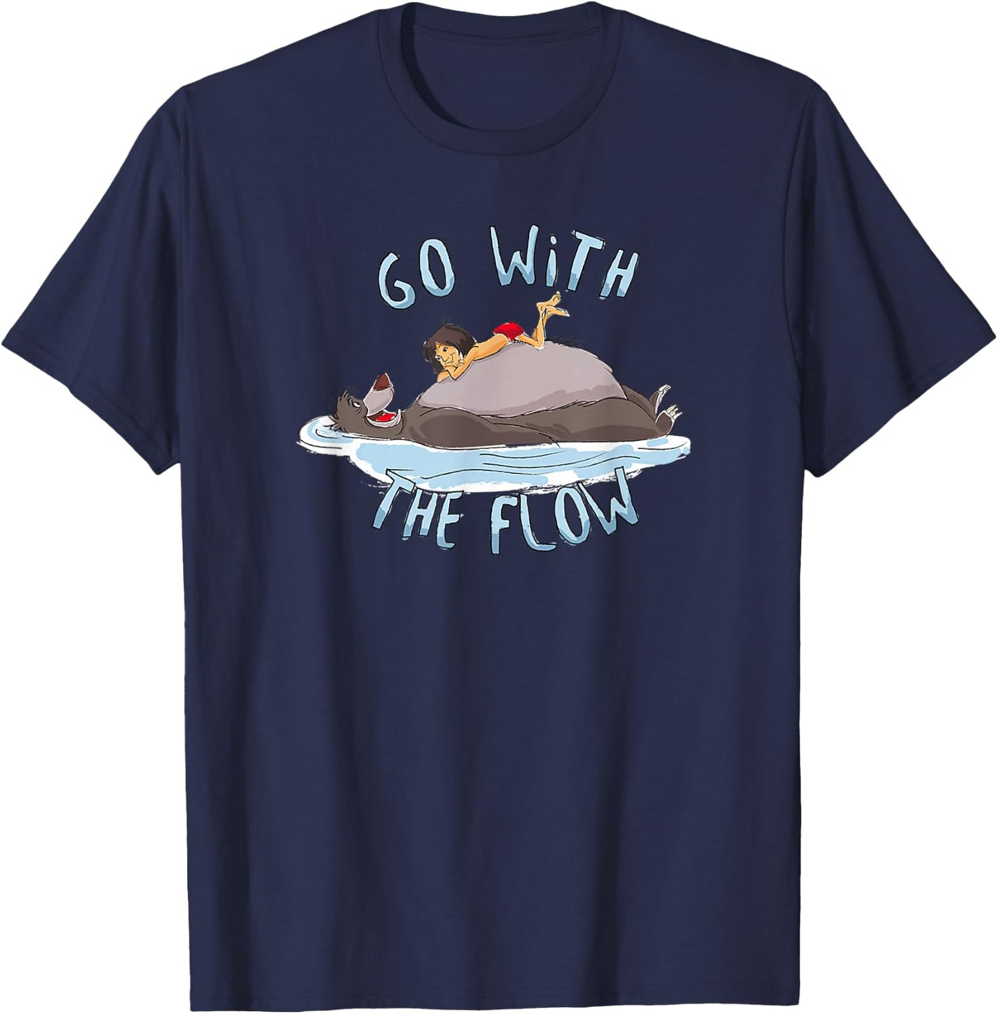 Disney The Jungle Book Mowgli & Baloo Go with The Flow T-Shirt - T-Shirt | Navy
